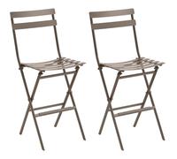 Hespéride - Lot de 2 Chaises Hautes Pliantes de Jardin Greensboro Marron Tonka - Acier Antirouille - 42 x 49 x 102 cm - Meuble d'Extérieur Pliable