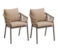 Hespéride – Lot de 2 fauteuils jardin Oriengo Miel & Praline – Antirouille, coussins déhoussables