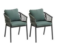 Hespéride - Lot de 2 Fauteuils de Jardin Oriengo Olive et Graphite Anti-Rouille Tissu Déperlant Coussins Déhoussables Mobilier pour Terrasse Balcon
