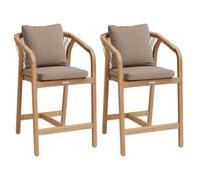 Hespéride Lot de 2 fauteuils Hauts de Jardin Papouasie Acacia & Taupe