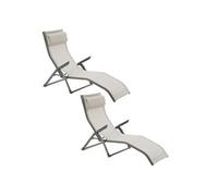 Hespéride - Lot de 2 transats en aluminium et texaline DECIMA - Vert laurier - Decima