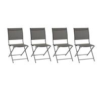 Hespéride - Lot de 4 Chaises de Jardin Pliantes Axant Anthracite - Aluminium Traité Epoxy Texaline - Dim 47 x 60 x 89 cm - Meuble d'Extérieur Pliable