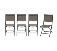 Hespéride - Lot de 4 chaises de Jardin Pliantes essentia wengé et praliné Aluminium et texaline