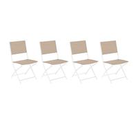 Hespéride - Lot de 4 Chaises de Jardin Pliantes Modula Blanc Lin - Acier Traité Epoxy Texaline - Dim 46 x 52 x 87 cm - Meuble d'Extérieur Pliable