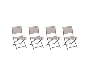 HESPERIDE - Lot de 4 Chaises de Jardin Pliantes Modula Marron Tonka - Acier Traité Epoxy Texaline - Dim 46 x 52 x 87 cm - Meuble d'Extérieur Pliable