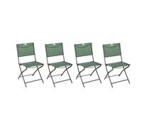 HESPERIDE - Lot de 4 Chaises de Jardin Pliantes Modula Vert Olive - Acier Traité Epoxy Texaline - Dim 46 x 52 x 87 cm - Meuble d'Extérieur Pliable