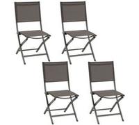 Hespéride - Lot de 4 chaises pliantes en aluminium et texaline ESSENTIA - Wengé et praline - Essentia G