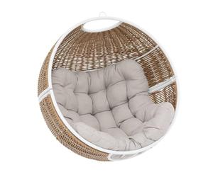 Hespéride - Loveuse Orbiana - Fauteuil Suspendu - Taupe et Blanc - Jardin, Terrasse - Confortable Coussin Intégré - Support Non Inclus