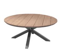 Hespéride - Table de Jardin Ronde Oriengo Gris Graphite - 8 Places - Aluminium Antirouille Acacia - Mobilier d'Extérieur pour Terrasse Balcon Patio