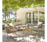 Salon De Jardin Alu Effet Bois Brossé Orissa Effet Bois - 5 Places - Hespéride Multicolore