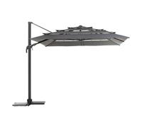 Hespéride - Parasol Déporté Rectangulaire Melhia Anthracite - 4 x 3 m - Aluminium Anti Rouille, Rotatif 360°, Inclinable - Pour Jardin, Terrasse