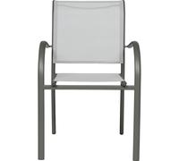 Hespéride - Fauteuil de Jardin Empilable Piazza Galet et Graphite Anti-Rouille Léger, Rangement Facile Mobilier d'Aménagement pour Terrasse, Balcon