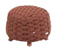 Hespéride - Pouf de Jardin Rond OBBAE - Assise Extérieure Confortable - Structure Aluminium et Tressage en Texaline Résistant - Couleur Acajou - Usage Terrasse, Balcon, Salon