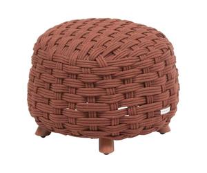 Hespéride - Pouf de Jardin Rond OBBAE - Assise Extérieure Confortable - Structure Aluminium et Tressage en Texaline Résistant - Couleur Acajou - Usage Terrasse, Balcon, Salon
