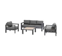 Hespéride Évasion - Ensemble de mobilier de jardin 5 places - Gris graphite et miel