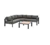 Hespéride - Salon d'angle de Jardin Evasion 5 Places Gris Foncé - Aluminium traité Anti-Rouille et Oléfine - Coussins Déhoussables, Déperlants - Mobilier d'Extérieur pour Jardin, Patio