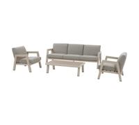 HESPERIDE - Salon de Jardin Axiome 5 Places Beige Argile - Aluminium Anti-Rouille - Coussins Déhoussables, Déperlants - Mobilier d'Extérieur pour Jardin, Patio