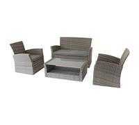 Salon de jardin ""Bora bora"" terre d'ombre 4 places en acier traité époxy - Hespéride