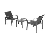 Hespéride - Salon de Jardin Duo Elyn - 2 Places - Aluminium Anti-Rouille et Texaline - Anthracite, Graphite - Pieds Ajustables - Table Basse Inclus pour Terrasse, Balcon