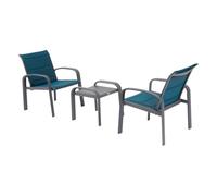 Salon de jardin duo ""Elyn"" bleu canard & graphite 2 places en aluminium - Hespéride