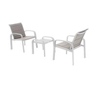 Salon de jardin duo ""Elyn"" noisette & blanc 2 places en aluminium - Hespéride