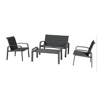 Hespéride - Salon de Jardin Elyn Anthracite et Graphite 4 Places Anti-Rouille Séchage Rapide 2 Fauteuils, 1 Canapé, 1 Table Basse pour Patio, Balcon