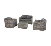 Hespéride - Salon de jardin en résine tressée Mooréa - 4 Places - Gris - Mooréa Gris G