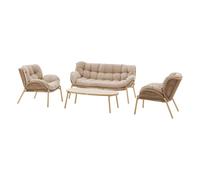 Salon de jardin MELOANE Beige 5 places - Acier traité époxy, Polyester Hespéride
