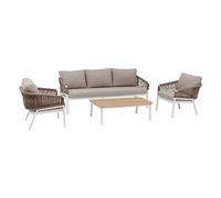 Hespéride - Salon de Jardin oriengo Taupe et Blanc 5 Places en Aluminium traité époxy