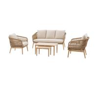 Hespéride - Salon de Jardin Orissa Taupe - 5 Places - Acier Traité Epoxy Anti-Rouille - Coussins Déhoussables - Tissu Déperlant - Mobilier Terrasse, Jardin