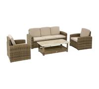 Hespéride - Salon de Jardin Sélénim 5 Places Beige - Aluminium, Résine, Tressée - Déhoussable, Déperlant - Mobilier d'Extérieur pour Jardin, Patio
