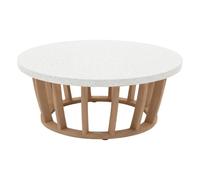 Hespéride - Table Basse de Jardin Ronde Lemindo Beige - 100 x 405 cm - Eucalyptus - Mobilier d'Extérieur pour Terrasse Balcon Patio