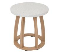 Hespéride - Table d'appoint de Jardin Ronde Lemindo Beige - 50 x 53 cm - Eucalyptus - Mobilier d'Extérieur pour Terrasse Balcon Patio