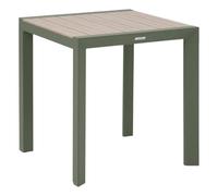 Hespéride – Table de jardin carrée Evasion – Alu – 2 places – Effet bois lin et laurier