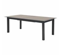 Table de jardin extensible ""Allure"" effet bois muscade & graphite 12 places en aluminium traité époxy - Hespéride
