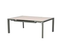 Hespéride Table de jardin Evasion extensible carrée aluminium effet bois 8/10 places Lin et Laurier