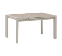 Table de jardin extensible ""Évasion"" effet bois lin & argile 8 places lates en aluminium - Hespéride