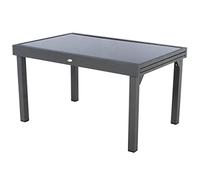 Table de jardin extensible ""Piazza"" anthracite & graphite 10 places en aluminium traité époxy - Hespéride
