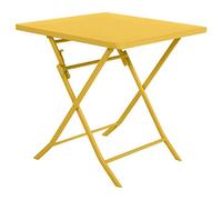 Hespéride – Table de jardin pliante Greensboro carrée 70×70cm, 2 places, acier traité époxy moutarde