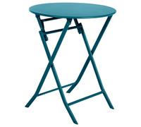 Hespéride - Table de Jardin Pliante Ronde Greensboro Bleu Canard - 2 Places - Acier Traité Epoxy Traitement Antirouille Renforcé