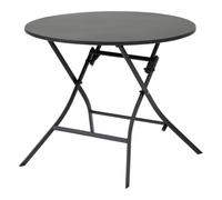 Table de jardin pliante ronde ""Greensboro"" graphite 4 places en acier - Hespéride