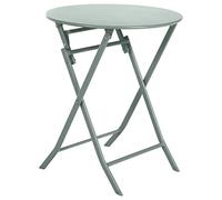 Table de jardin pliante ronde ""Greensboro"" vert olive 2 places en acier traité époxy - Hespéride