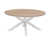 Table de jardin Oriengo bois d'acacia blanc Ø111,5 x H.75,5 cm