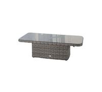 Hespéride - Table relevable de jardin en résine tressée Moorea - L. 150 x H. 45 cm - Gris ombre - Moorea