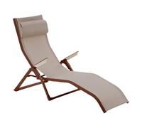 Hespéride - Transat Decima, Lin/Acajou, Aluminium Anti Corrosion, Pliable, Empilable, Inclinable - pour Jardin, Terrasse, Bain de Soleil