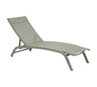 Hespéride - Transat Empilable Bonao Vert Laurier 2 Roues Anti-Rouille Inclinable, 4 Positions Chaise Longue pour Jardin, Terrasse, Balcon