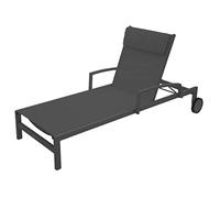Hespéride - Transat Inclinable Ocala - Anthracite et Graphite - 4 Positions - 2 Roues - Aluminium Époxy - 197 x 78 x 94 cm - pour Jardin, Terrasse
