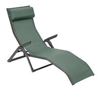 Hespéride - Transat Pliable Decima - Vert Olive et Graphite - Aluminium Anti Corrosion, 2 Positions, Empilable - pour Jardin, Piscine, Bain de Soleil