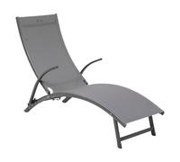 Hespéride - Transat Pliable Samba Anthracite et Graphite Anti-Rouille Inclinable, 4 Positions Empilable Chaise Longue pour Jardin, Terrasse, Balcon