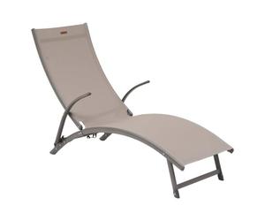Hespéride - Transat Samba Noisette 175 x 59 cm, Aluminium Anti Corrosion, Pliable, Inclinable - Bain de Soleil pour Jardin, Terrasse